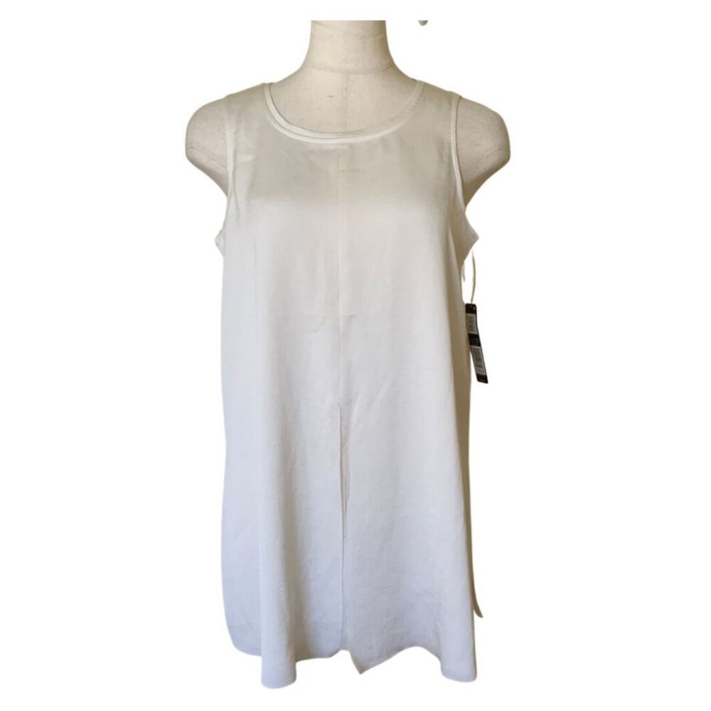 NIC+ZOE Silky White Relaxed A-Line Tunic Tank Top PP XXS NWT Lightweight Lined